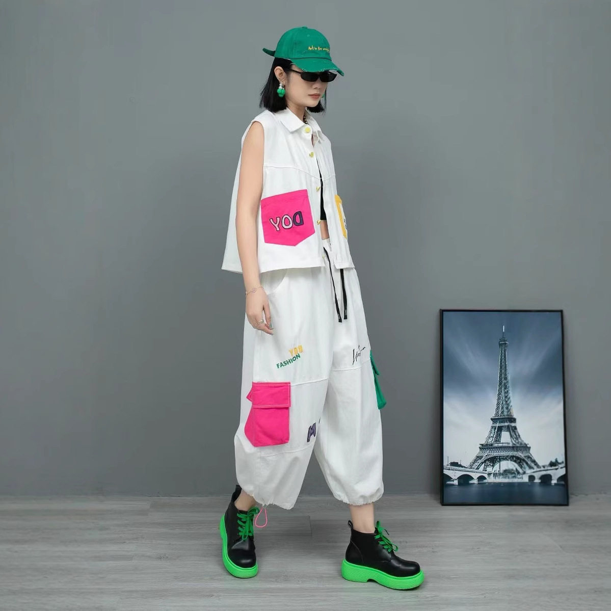 2025百搭撞色春装新款女款网红洋气时髦夹克春炸街上衣马甲外套装