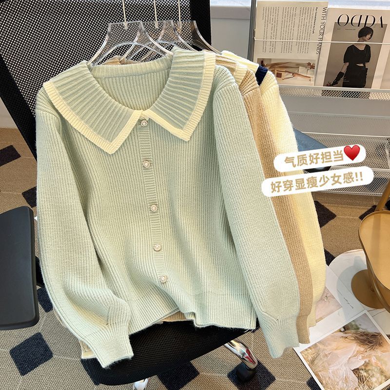 今年流行的甜美娃娃领毛衣女秋冬洋气设计感针织上衣