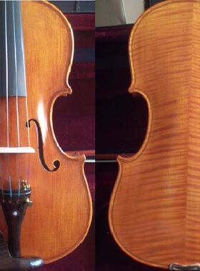 4/4 3/4 1/2 1/4 1/81/0手工天然虎纹金黄色学习考级成人用小提琴