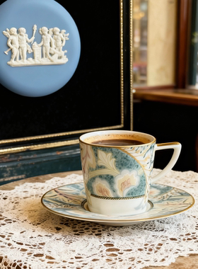 日本NARUMI鸣海mila schon复古绿咖啡杯红茶杯套装