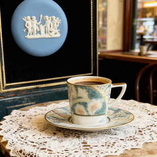 日本NARUMI鸣海mila schon复古绿咖啡杯红茶杯套装