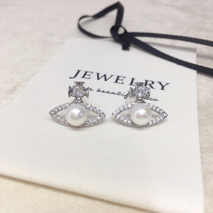 jenny诸暨天然淡水珍珠耳钉女网红同款西太后土星珍珠耳环源头