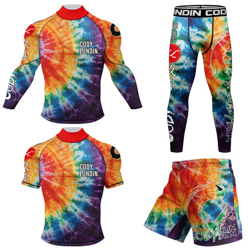 .男士春夏秋季.款时尚精美印花速干排汗弹力户外休闲运动四件套装