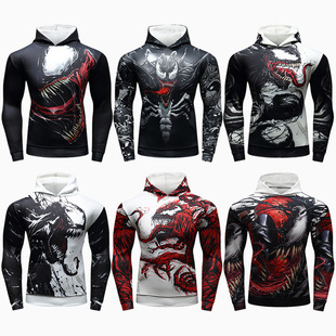 2024..款跨境连帽卫衣男紧身衣数码印花健身服运动长袖男装亚马逊