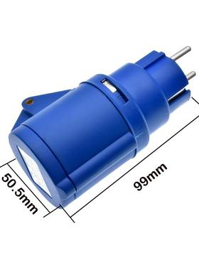 IEC309 316P6转欧规CEE7/3 16A 工业蓝色转换头连接线延长线32A