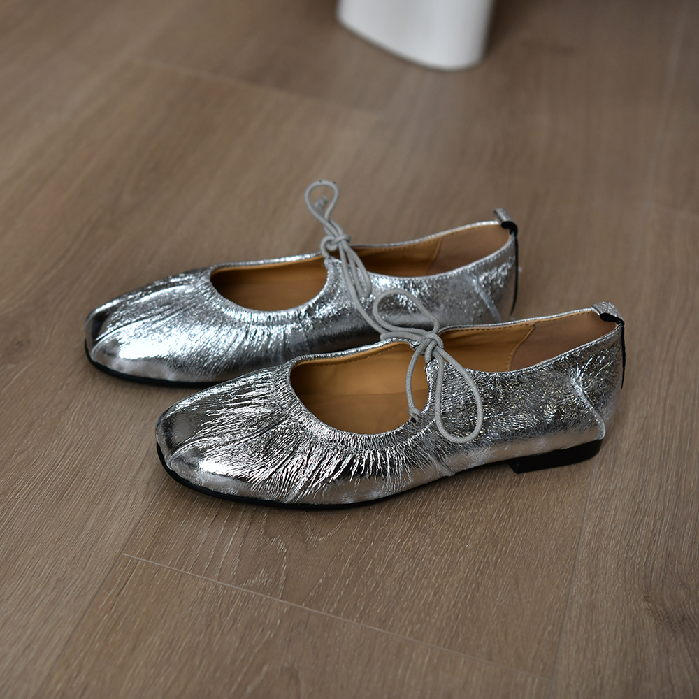 皮厚先生 春夏百搭打皱头层牛皮浅口单鞋女平跟软皮玛丽珍新款