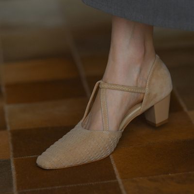 真皮编织中空女鞋夏季包头凉鞋