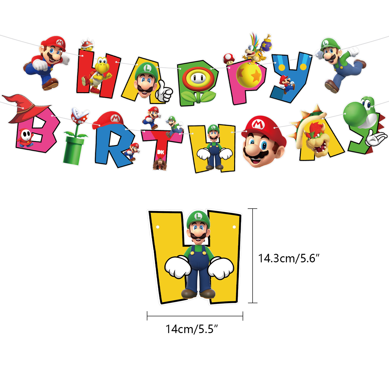 马里奥大电影派对装饰游戏拉旗气球蛋糕插旗儿童生日场景布置用品
