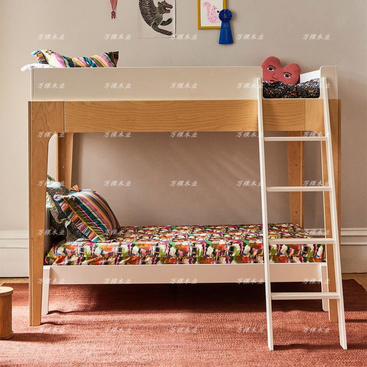 简约全实木儿童床单层高架床小户型白色上下床子母交错双层床定制,住宅家具,高低/子母床,淘宝优惠券,粉丝福利购,淘宝优惠卷