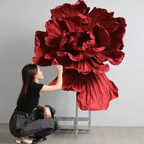 新款婚礼纸艺花手工褶皱美塑花大型婚庆背景巨型纸花订制橱窗装饰