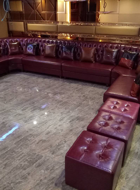 ktv沙发定做包厢民宿会所餐厅酒吧清吧网咖UL型转角卡座茶几组合