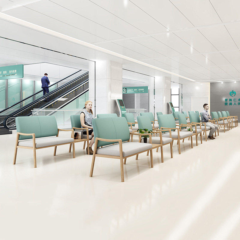 实木沙发椅简约现代三人位医院诊所排椅候诊椅办公会客接待休闲椅