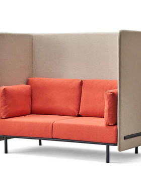 酒店卡座办公室会客区休闲接待室商务高背卡座包围式私密沙发组合