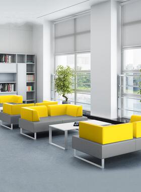 办公室沙发时尚创意现代简约商务会客接待休息区布艺沙发茶几组合