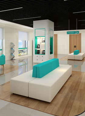 银行工行营业大厅培训机构休息等候区接待会客创意双面沙发组合