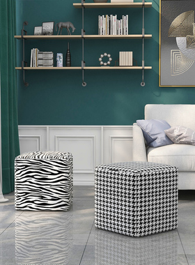 千格鸟沙发凳矮凳创意脚凳方凳子正方形换鞋凳家用脚踏梳妆小墩子