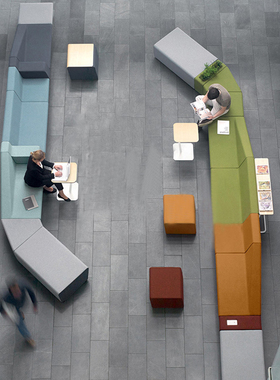 办公室创意拼接沙发阅读区培训机构洽谈商场大堂接待会客休闲沙发