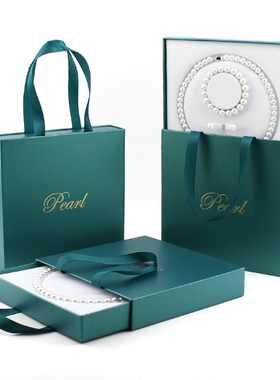 蝴蝶结珍珠项链大礼盒母亲节生日情人节送妈妈项链盒墨手提套盒