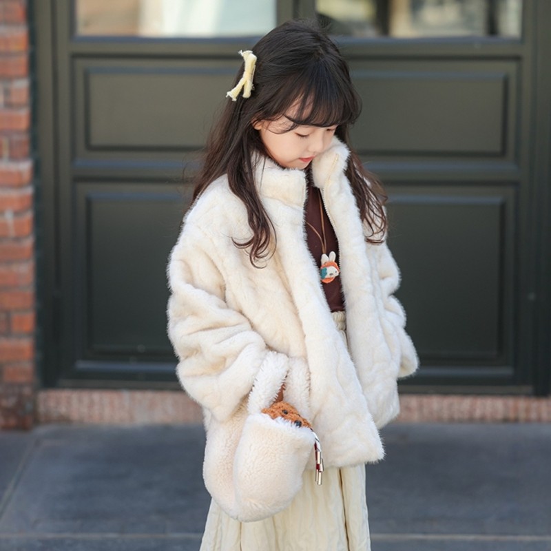 儿童棉衣女童冬季加厚皮草外套男童洋气时髦毛毛上衣宝宝韩版大衣