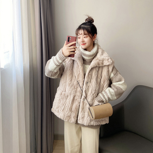 冬装 洋气棉衣 女马甲外穿毛毛衣兔绒仿皮草坎肩背心外套母女亲子装
