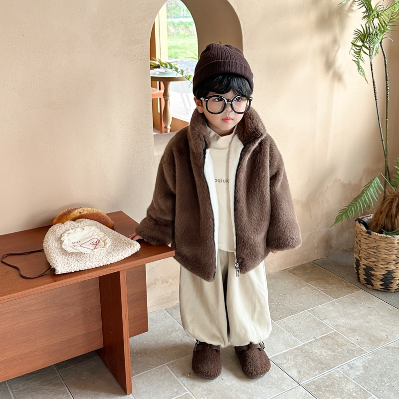 加绒加厚保暖男童女童棉服