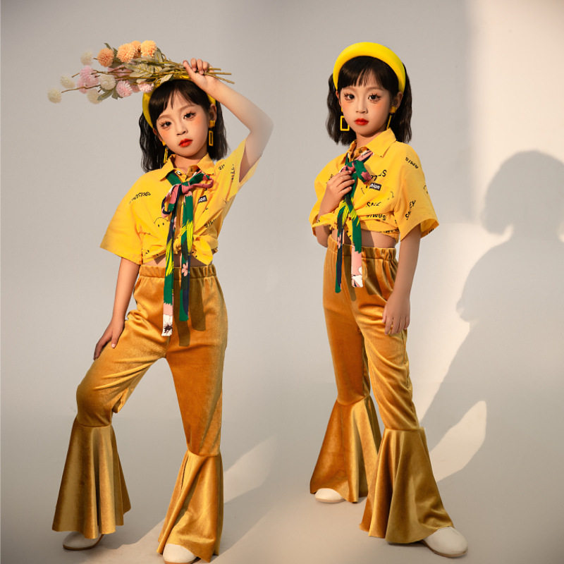 女童复古港风喇叭裤套装摄影服