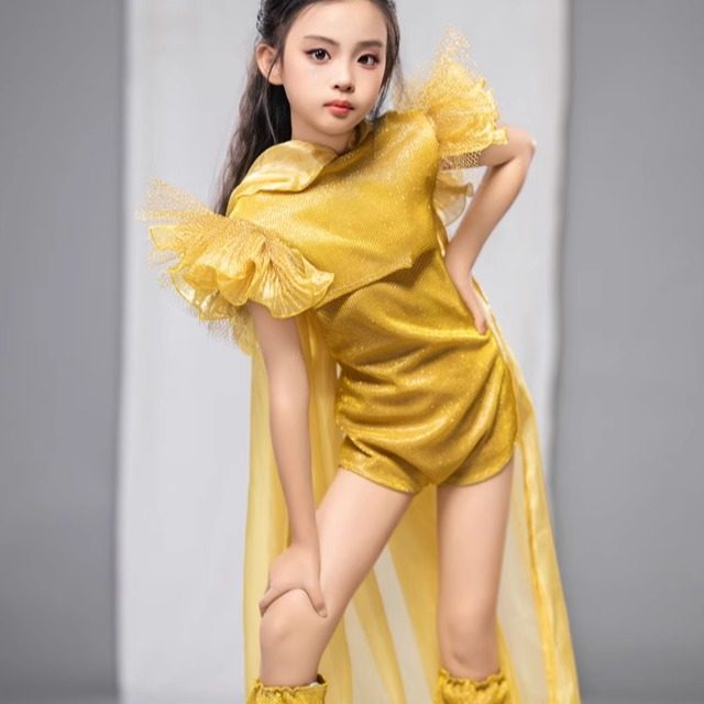 模特走秀礼服金色潮服连体裤