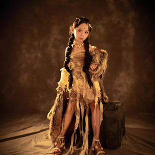 女童沙丘废土风潮服T台走秀复古西部牛仔儿童朋克风机车走秀演出