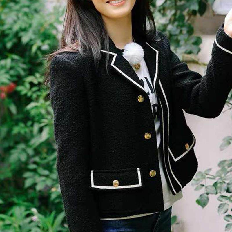 宽松长袖气质上衣短外套女小香风