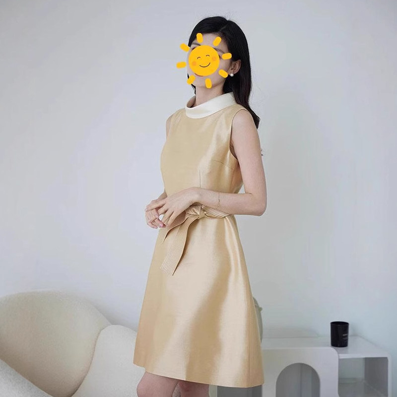 金色连衣裙气质优雅法式小礼服女