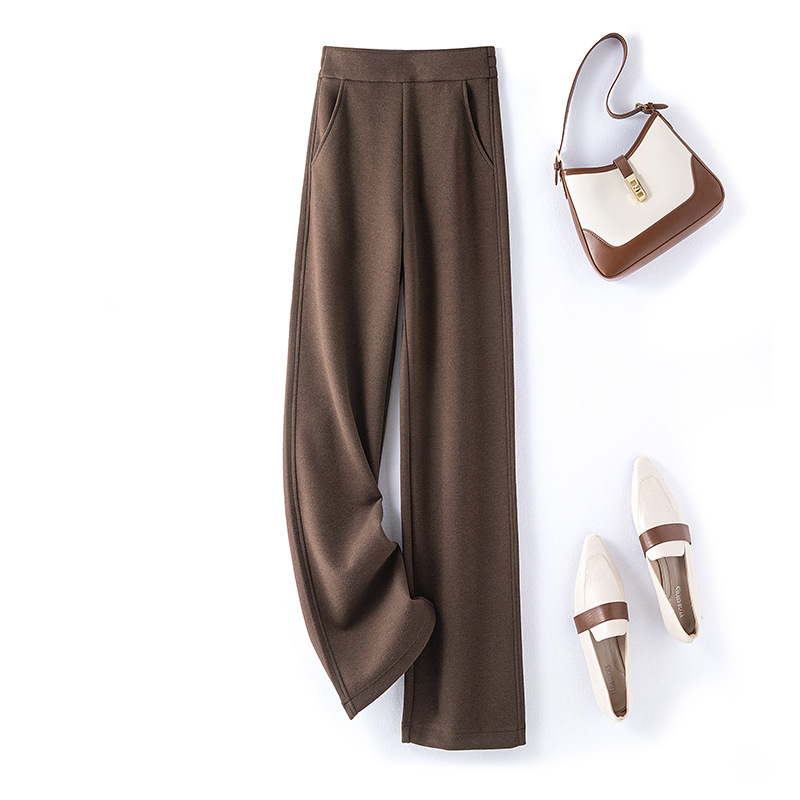 气质垂感含羊毛窄版直筒阔腿裤