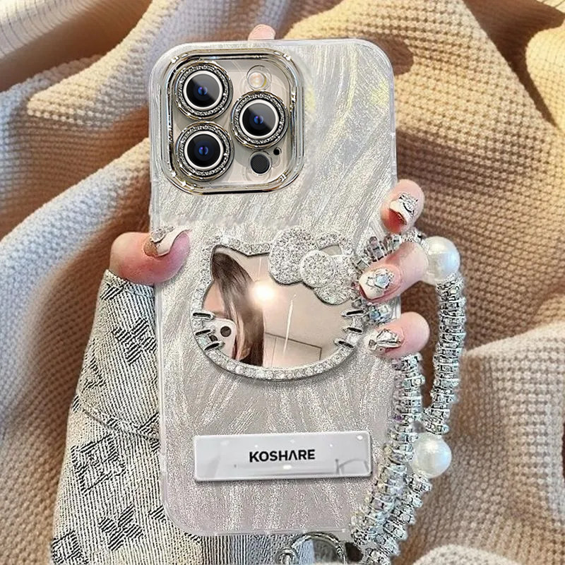 适用苹果16ProMax新款镶钻iPhone17手机壳带镜子15promax/14Pro外壳17Air/13pm/14Plus12系列全包手机套防摔