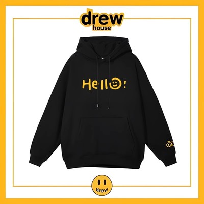 drew加绒宽松纯棉美式连帽卫衣