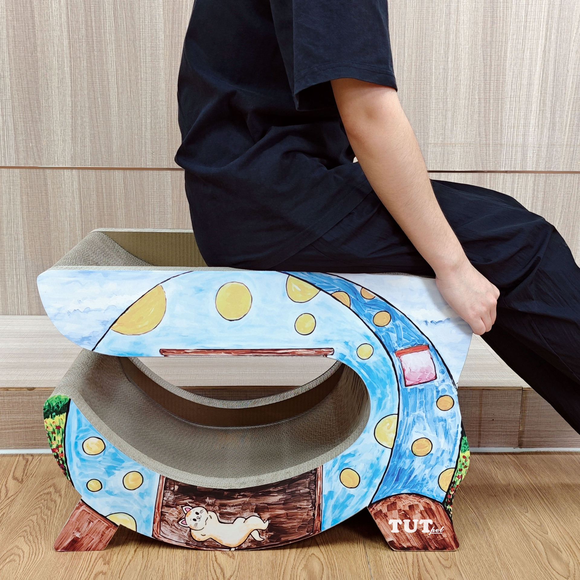 益蔻icle蓝色太空舱一体猫抓板窝