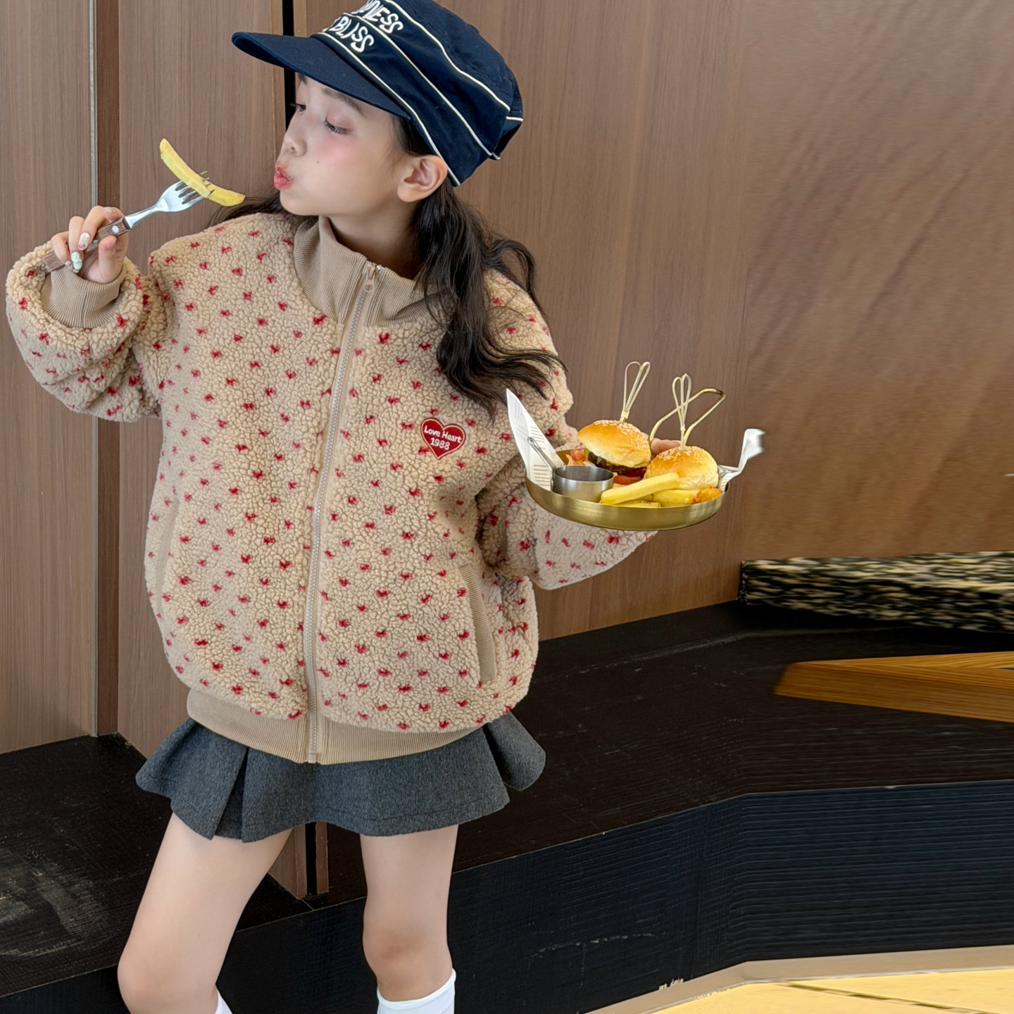 韩系女童夹棉毛毛外套2026冬季新款儿童冬装加厚洋气保暖棉服上衣
