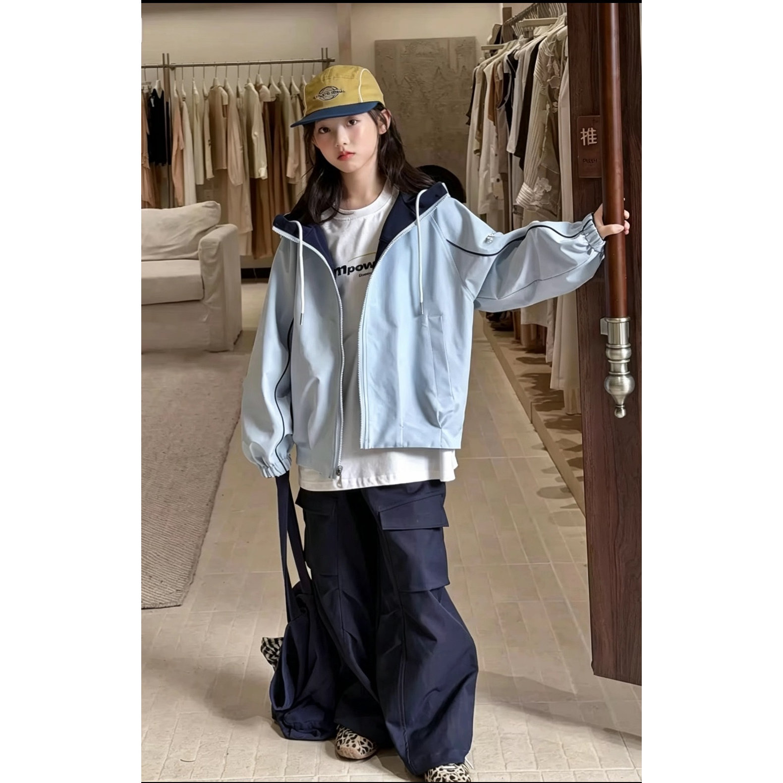 韩系女童两面穿外套2026秋季新款儿童秋装连帽夹克衫中大童拉链衫