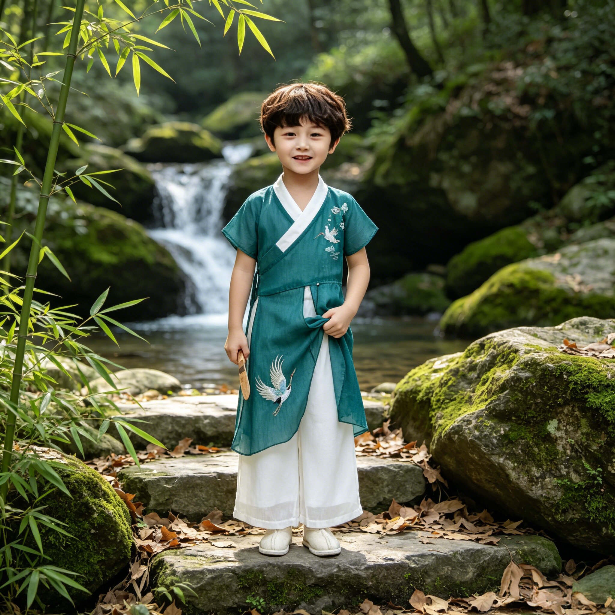 男童夏季汉服古装套装图片