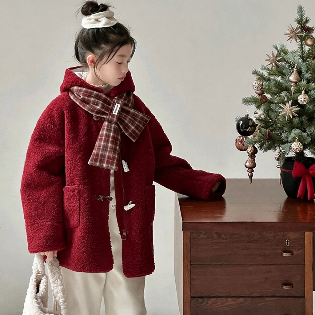 女童加绒加厚毛毛衣外套中大童冬装拜年服棉衣红色棉袄新年儿童装,童装/婴儿装/亲子装,唐装,淘宝优惠券,粉丝福利购,淘宝优惠卷