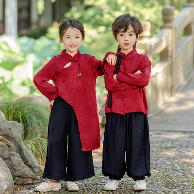 儿童姐弟兄妹汉服男女童春季中国古风唐装幼儿园表演服新中式套装