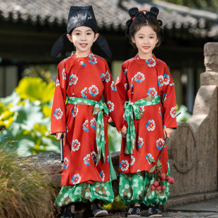 男女童汉服2025款春秋唐代古装长安的荔枝同款圆领长袍唐装演出服