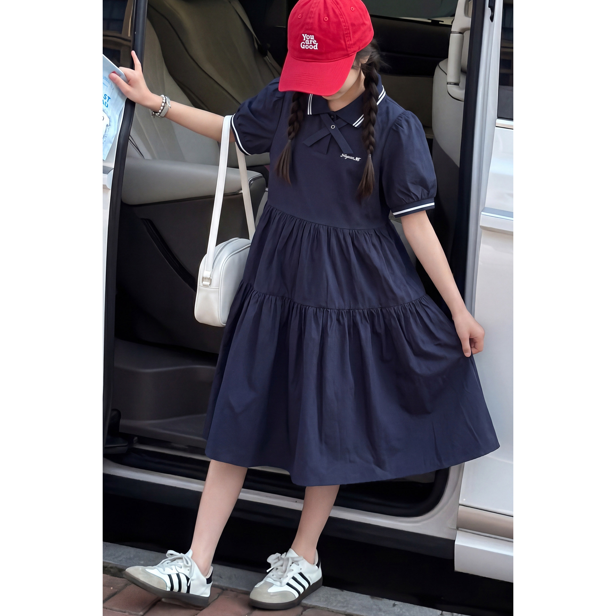 女童夏季洋气时髦学院风连衣裙女大童初中生公主裙儿童夏装裙子潮图片