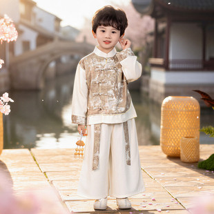 汉服男童中国风童装 唐装 两件套超好看春秋日常可穿古装 儿童新中式