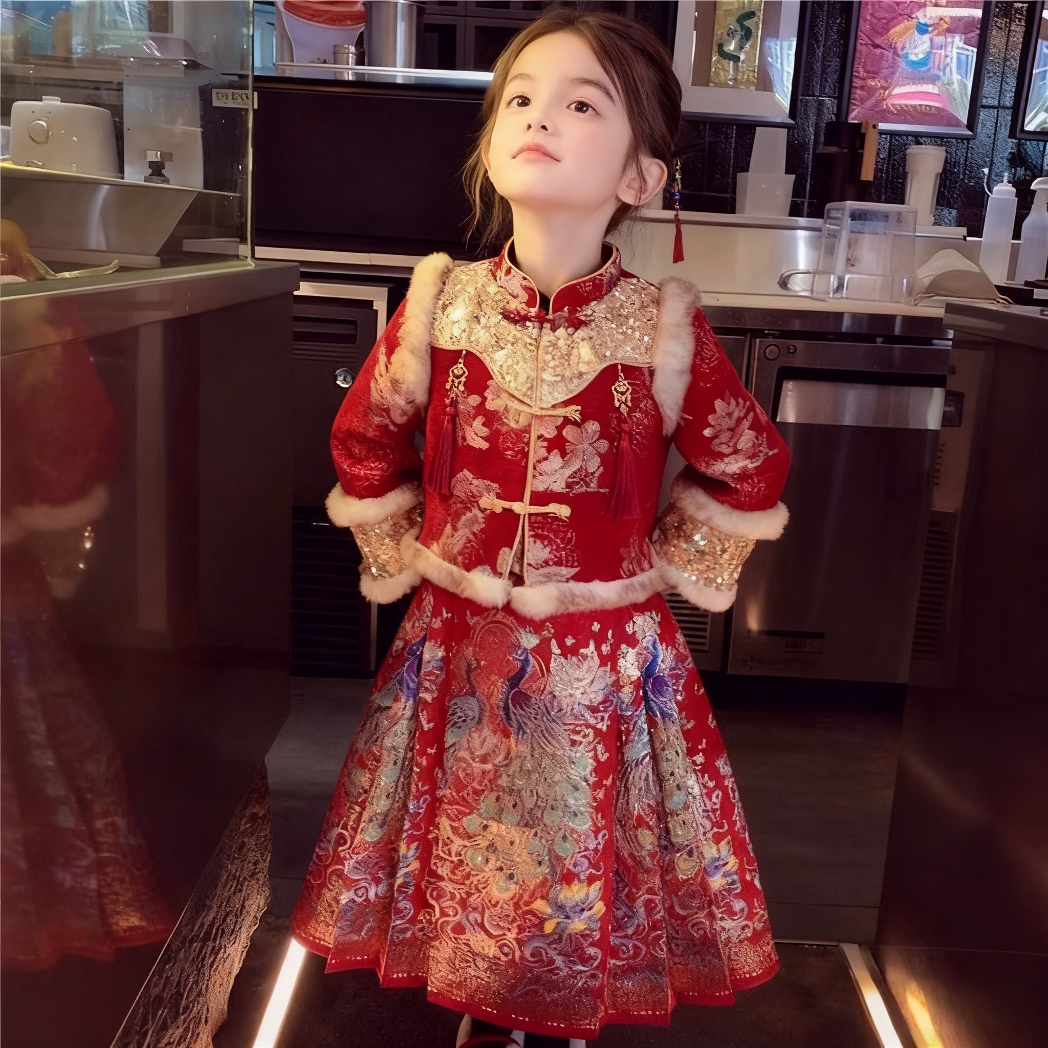 女童汉服新中式儿童马面裙套装冬装2025新款女孩国风新年装拜年服