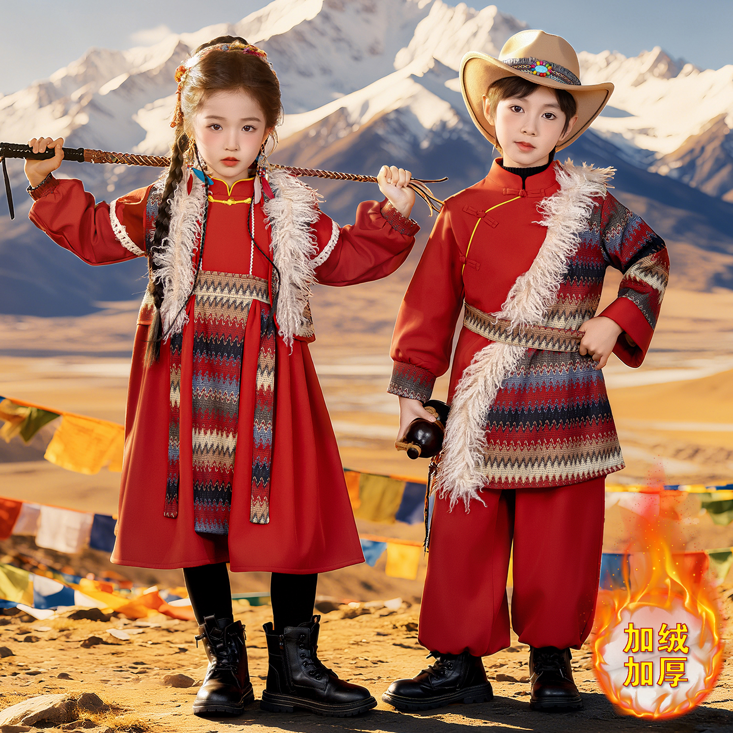 2025新款儿童藏族服装女藏袍