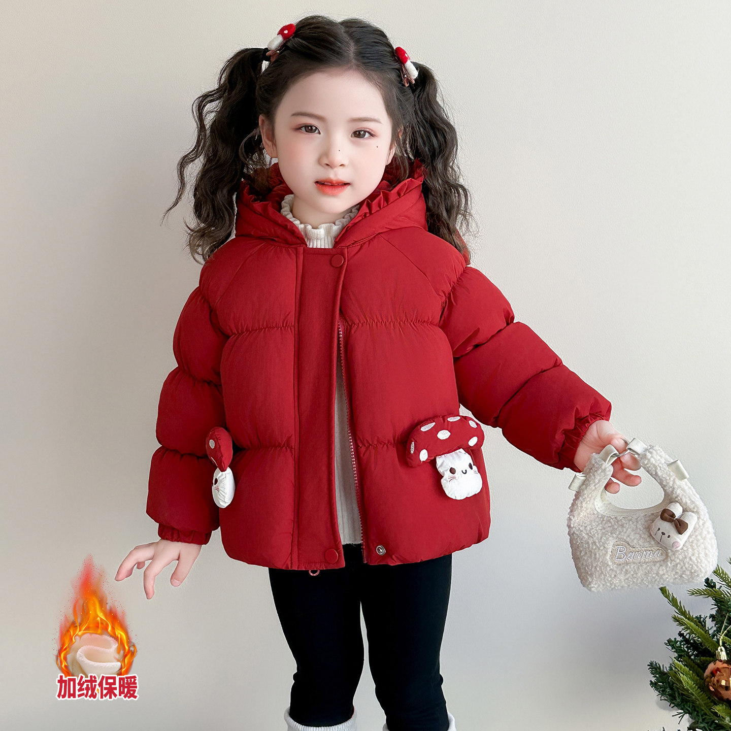 女童红色棉服冬季2026新款儿童喜庆过年棉衣外套女宝加厚保暖棉袄