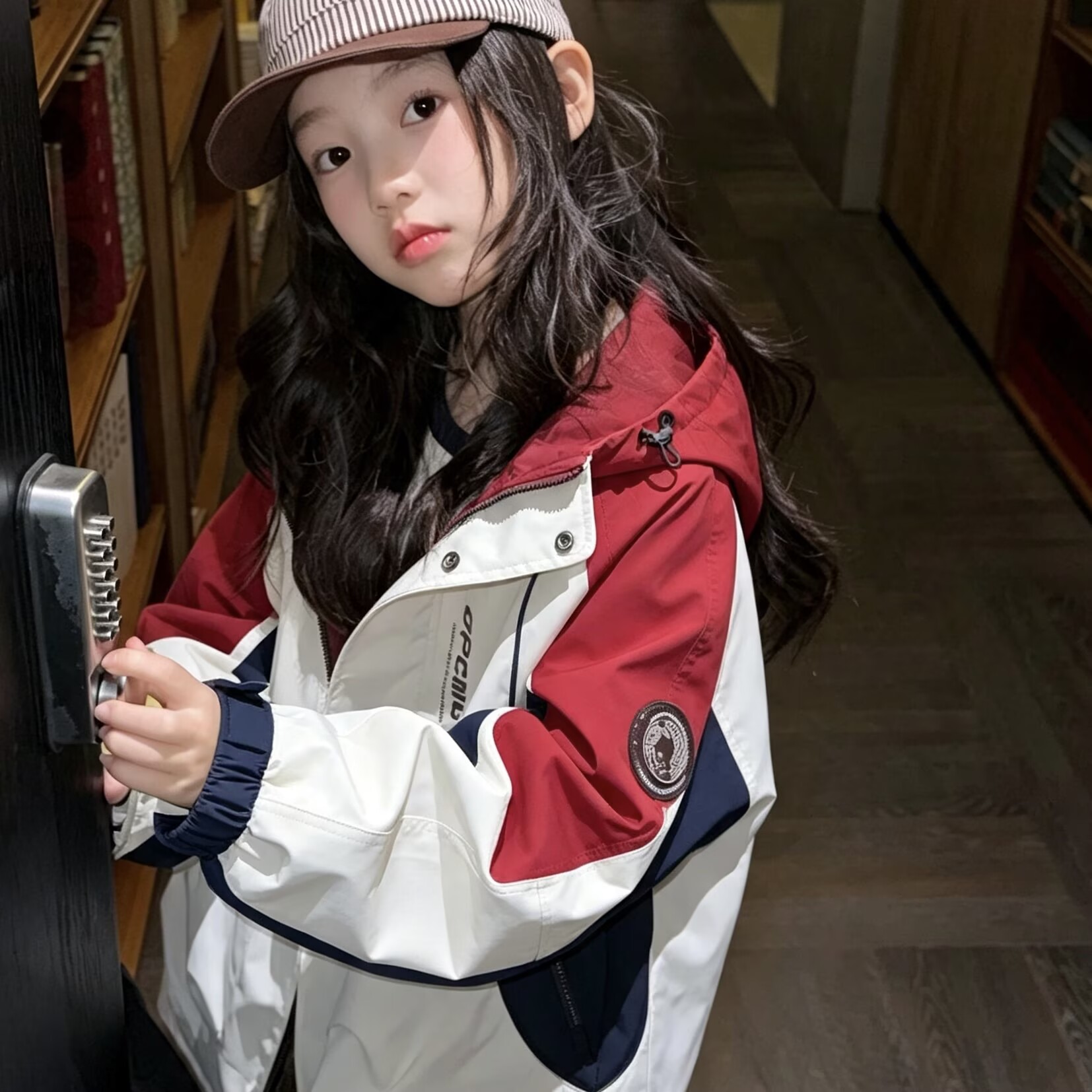 女童外套2026春秋新款韩版撞色连帽冲锋衣宽松休闲拉链长袖夹克潮