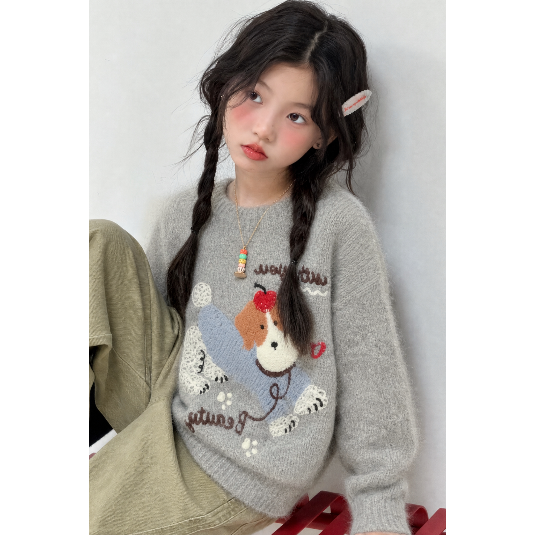 韩系女童毛衣2026秋冬新款儿童休闲宽松上衣童装女大童针织打底衫