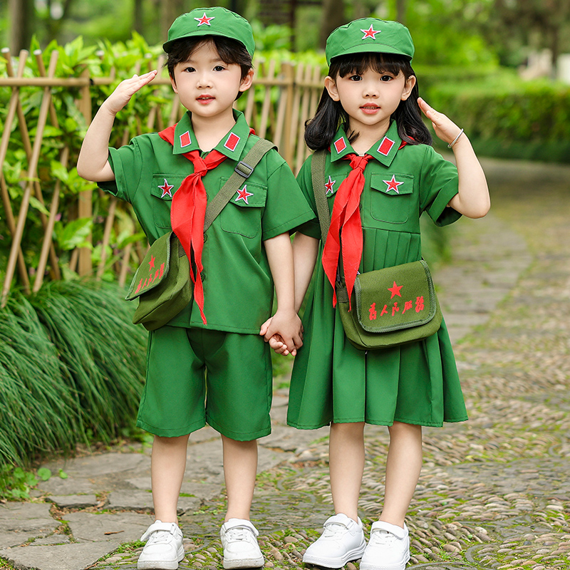 儿童六一幼儿园演出服小红军八路军男女童夏季表演服红歌合唱班服