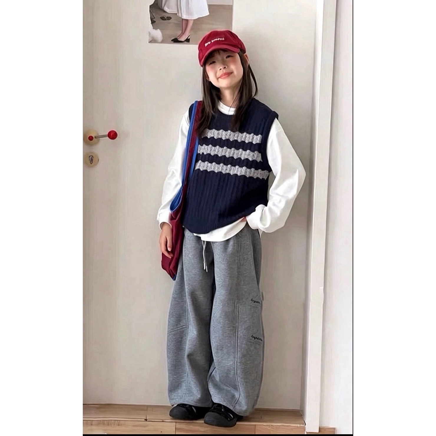 韩系女童学院风上衣套装2026秋季新款儿童毛线马甲打底衫两件套潮