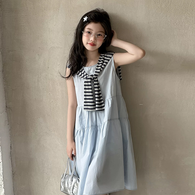 甜美女孩韩国童装女童披肩连衣裙2026夏款儿童洋气背心裙子潮